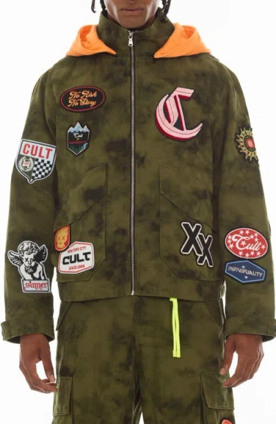 Cult Of Individuality Y2k Patches Cotton Jacket In Green