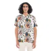 Cult Of Individuality Yakuza Short Sleeve Woven Shirt In Cream In Multi