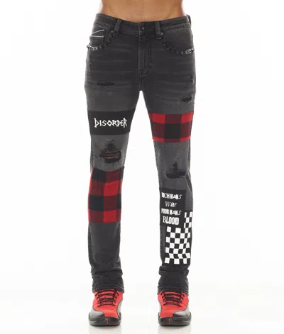 Cult Of Individuality-men Punk Super Skinny In Plaid In Grey