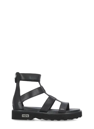Cult Leather Zip-fastening Sandals In Black