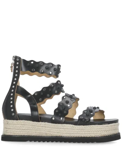 Cult Scalloped-detail Studded Sandals In Black