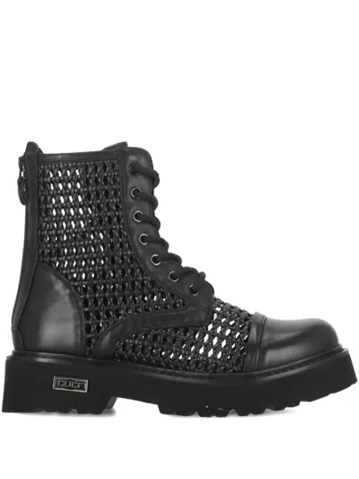 Cult Slash Woven Lace-up Boots In Black