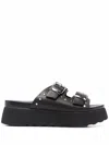 Cult Studded Flatform Slides In Schwarz