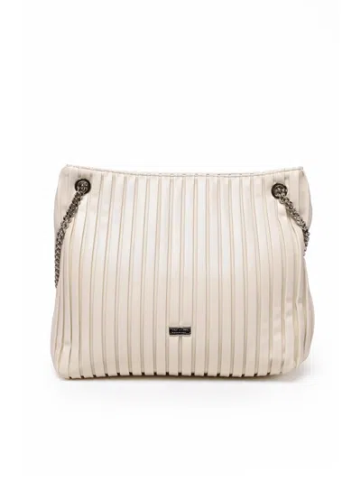 Cult White Patti Pleated Polyurethane Tote Bag In Neutral