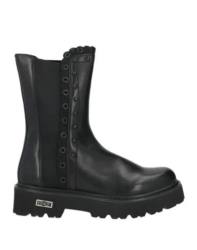 Cult Woman Ankle Boots Black Size 9 Leather, Textile Fibers