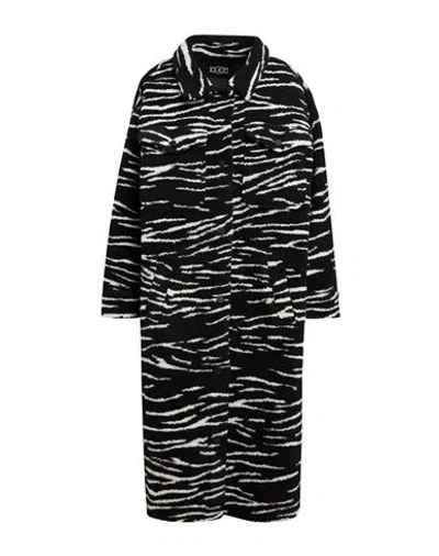 Cult Woman Coat Black Size L Polyester, Wool, Cotton