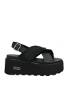 Cult Woman Sandals Black Size 8 Leather In Black