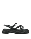 Cult Woman Sandals Black Size 8 Leather In Black