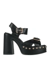 Cult Woman Sandals Black Size 8 Leather In Black