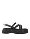 Cult Woman Sandals Black Size 8 Leather In Black