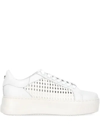 Cult Woven Leather Sneakers In White