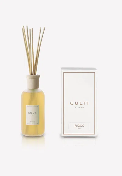 Culti Milano Stile Classic Fuoco Glass Diffuser With Rattan Sticks - 250 ml In White