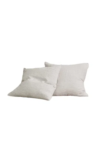 Cultiver - Set-of-two Linen Euro Pillowcases - Black/white In Black,white