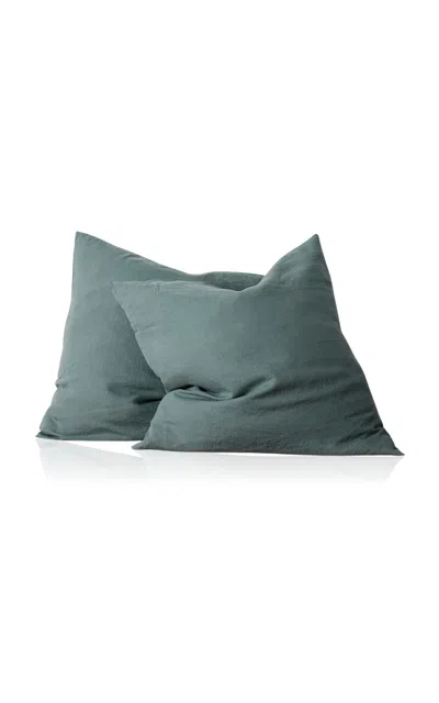 Cultiver - Set-of-two Linen Euro Pillowcases - Blue