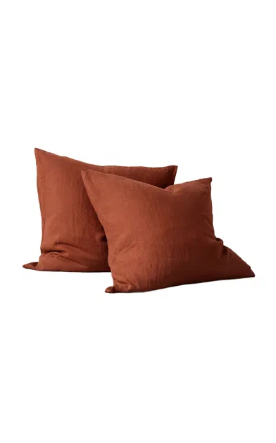 Cultiver - Set-of-two Linen Euro Pillowcases - Red