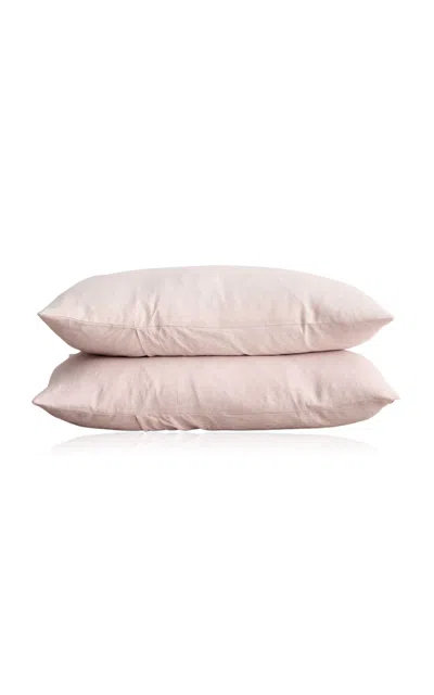 Cultiver - Set-of-two Linen Pillowcases - Light Pink