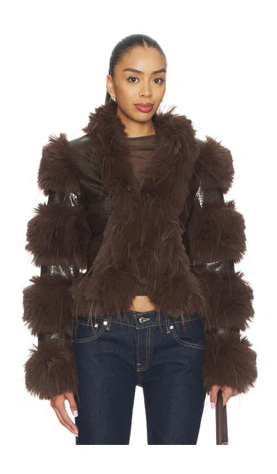 Cultnaked Faux Fur Caterpillar Coat In Brown