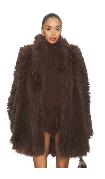 Cultnaked Faux Fur Delight Coat In Brown