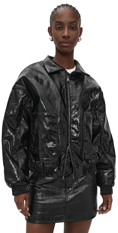 Cultnaked Lviv Bomber Jacket Onyx Croc In Black