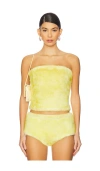 Cultnaked Power Faux Fur Bandeau Top In Yellow