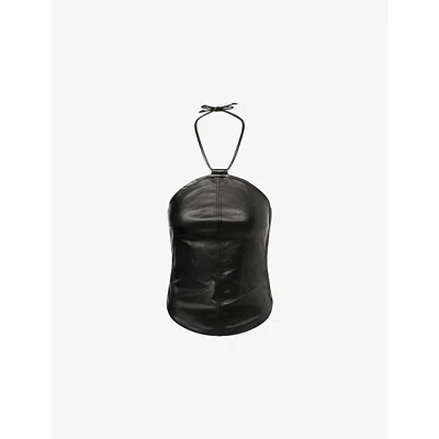 Cultnaked Womens Era Halterneck Faux-leather Top Black Xs