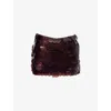 Cultnaked Womens Tan Shuffle Sequin Woven Mini Skort In Burgundy