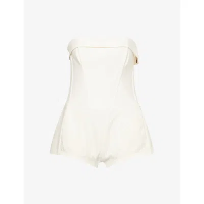 Cultnaked Womens Ivory Vixen Strapless Stretch-cotton Playsuit In White