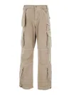 CULTURA BEIGE CARGO PANTS WITH LOGO PATCH IN COTTON MAN