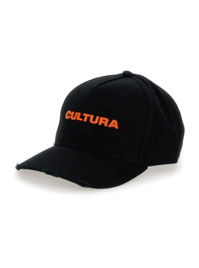 CULTURA BLACK BASEBALL CAP WITH EMBROIDERY IN COTTON
