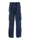 Cultura Blue Cargo Pants With Logo Patch In Denim Man In Blue