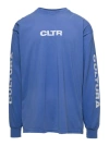 Cultura Blue Crewneck Sweatshirt With Contrasting Cltr Print In Jersey Man In Blue