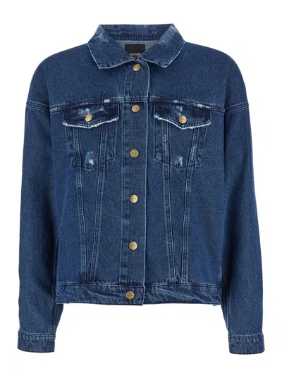 Cultura Blue Jacket With Branded Buttons In Denim Man