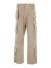 Cultura Beige Cargo Pants With Logo Patch In Cotton Man