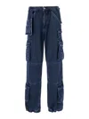 Cultura Blue Cargo Pants With Logo Patch In Denim Man
