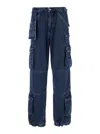 Cultura Blue Cargo Pants With Logo Patch In Denim Man In Blue