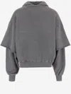 Cultura Cotton Hoodie With Layered Sleeves In Gray