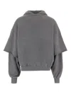 Cultura Cotton Hoodie With Layered Sleeves In Gray