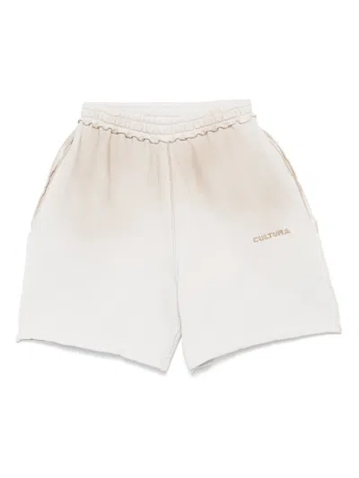 Cultura Embroidered-logo Track Shorts In Beige