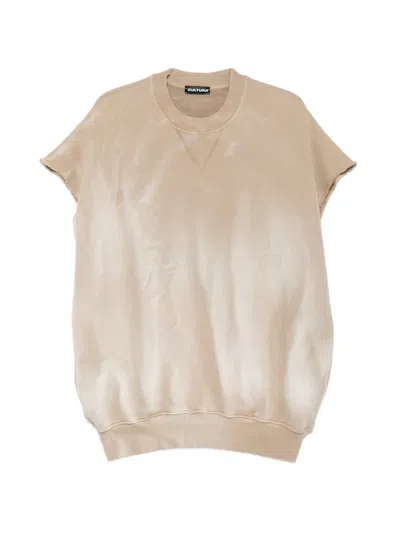 Cultura Faded Raw-edge Sleeveless Sweater In Brown