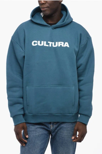 Cultura Fleece-cotton Hoodie With Patch Pocket In Multi