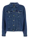 Cultura Blue Jacket With Branded Buttons In Green