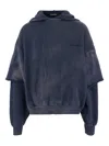 Cultura Oversized Cotton Hooded Sweatshirt In Blue