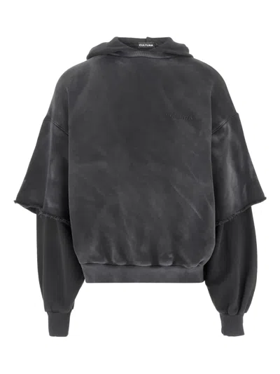 Cultura Layered-sleeve Hoodie In Gray
