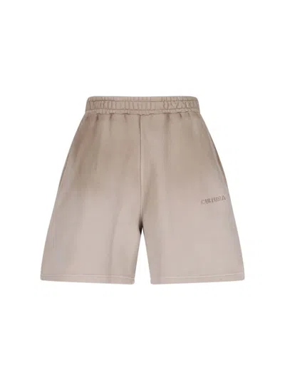 Cultura Logo Jogger Shorts In Beige