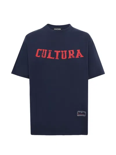 Cultura Logo-print Oversized T-shirt In Blue