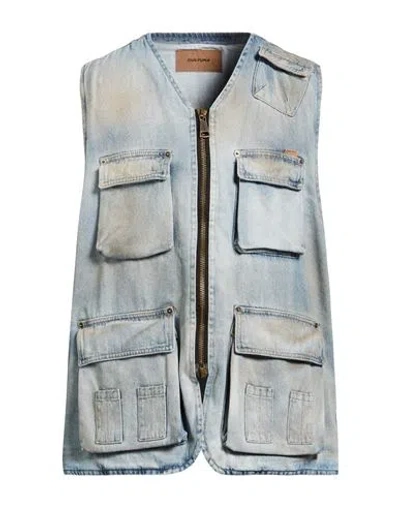 Cultura Man Denim Outerwear Blue Size Xl Cotton