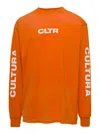 Cultura Orange Crewneck Sweatshirt With Contrasting Cltr Print In Jersey Man In Orange