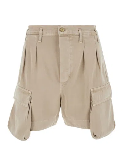 CULTURA BEIGE CARGO BERMUDA SHORTS WITH LOGO PATCH