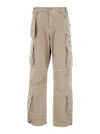 Cultura Beige Cargo Pants With Logo Patch In Cotton Man In Beige
