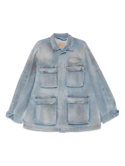 Cultura Pocketed Jacket Patch Clothing In Blue